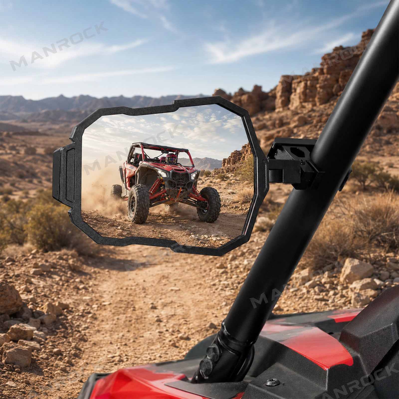 UTV Side Mirrors Rear View Mirrors Universal for Can-Am Maverick X3 / Polaris RZR, Fits 1.5-2 Inch Roll Cage