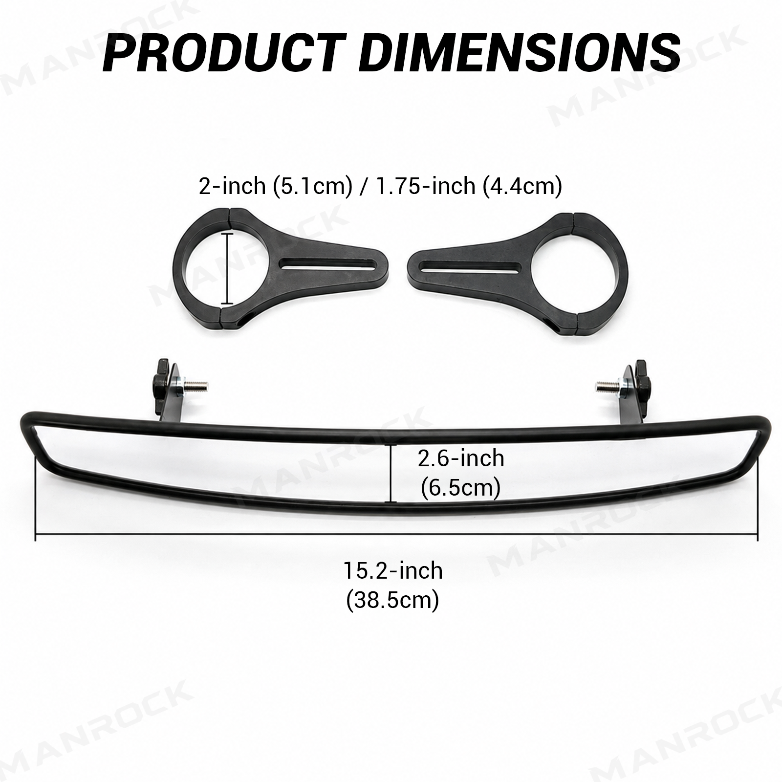 UTV Rear View Mirror Center Mirror for 1.5"-2" Roll Cage Universal Fit for Polaris / Can-Am  / Honda / Kawasaki / CFMOTO