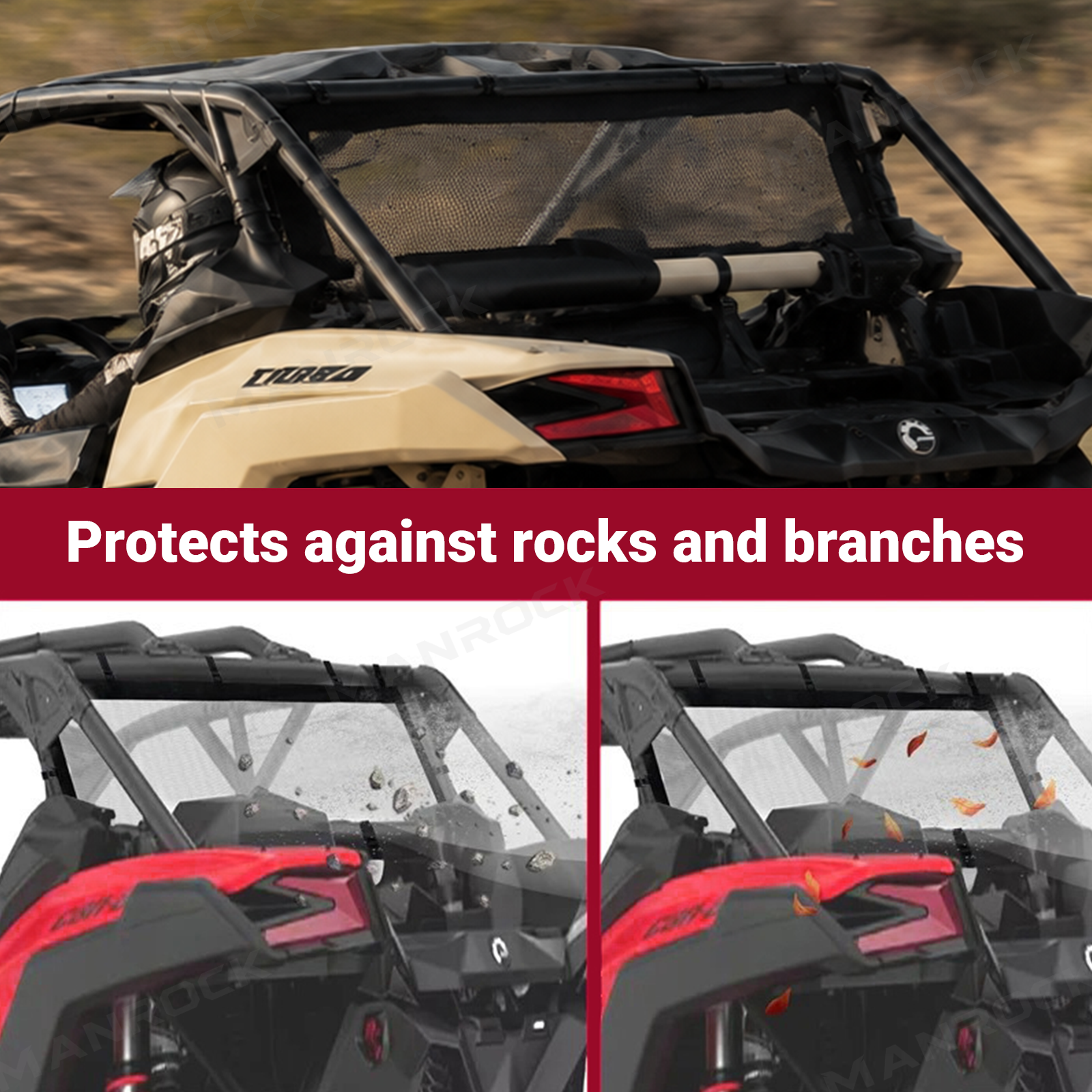 Rear Windshield Mesh Windscreen Net for Can-Am Maverick X3 / X3 Max