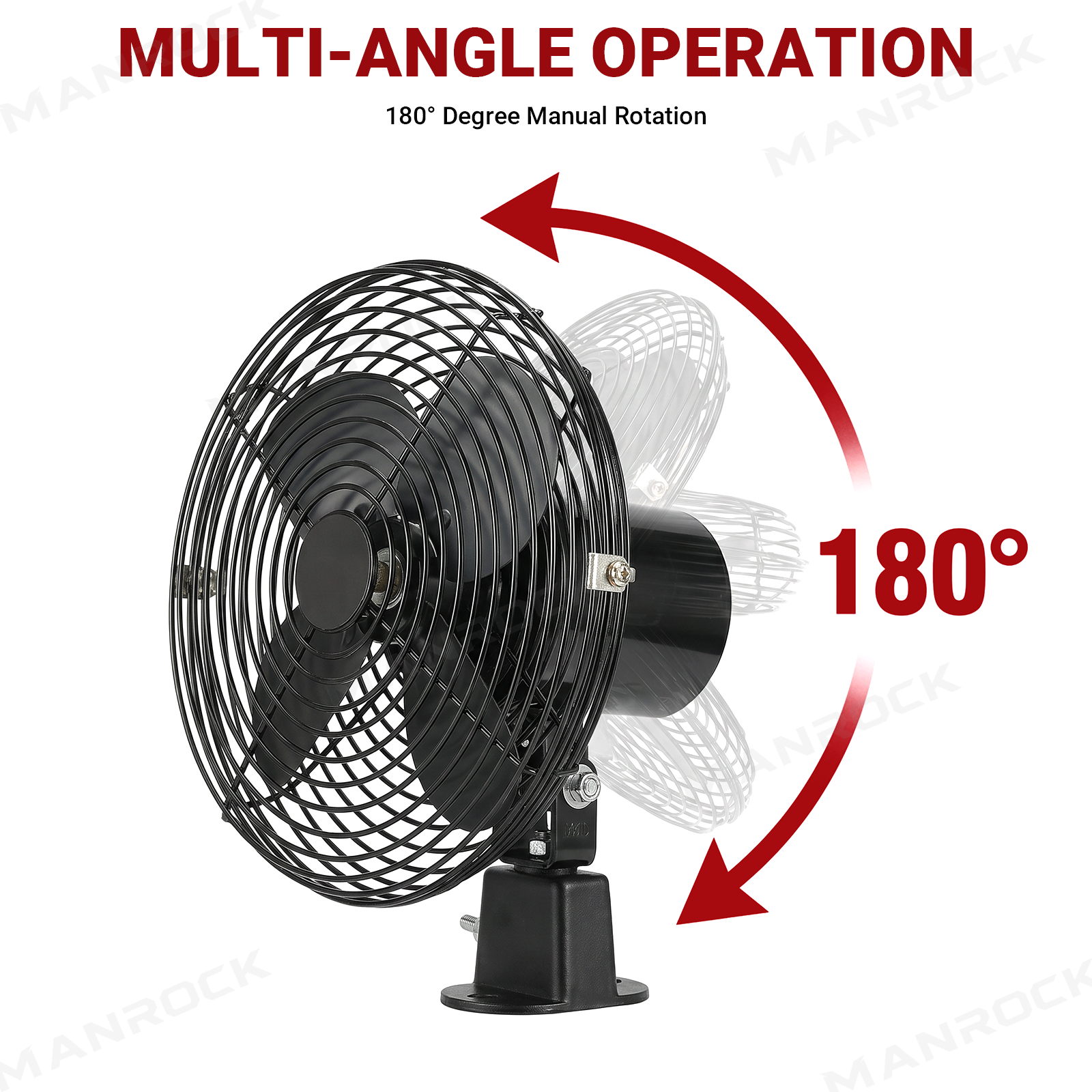UTV 12V 8" Cooling Fans Adjustable Overhead Fans Universal Fit for 1.57"-2.48" Roll Bars