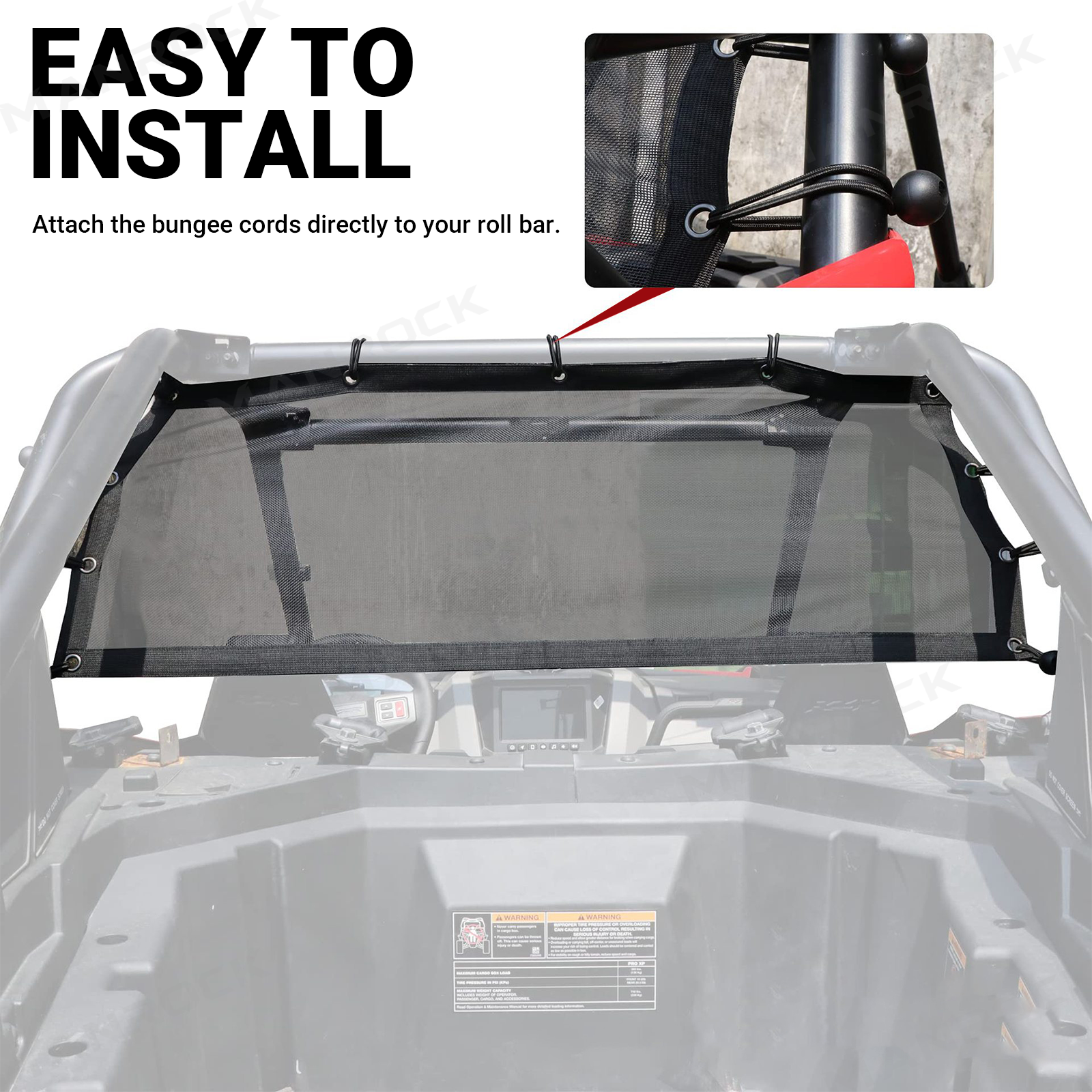 UTV Rear Window Net Rear Mesh Sunshade Protection for Polaris RZR PRO XP