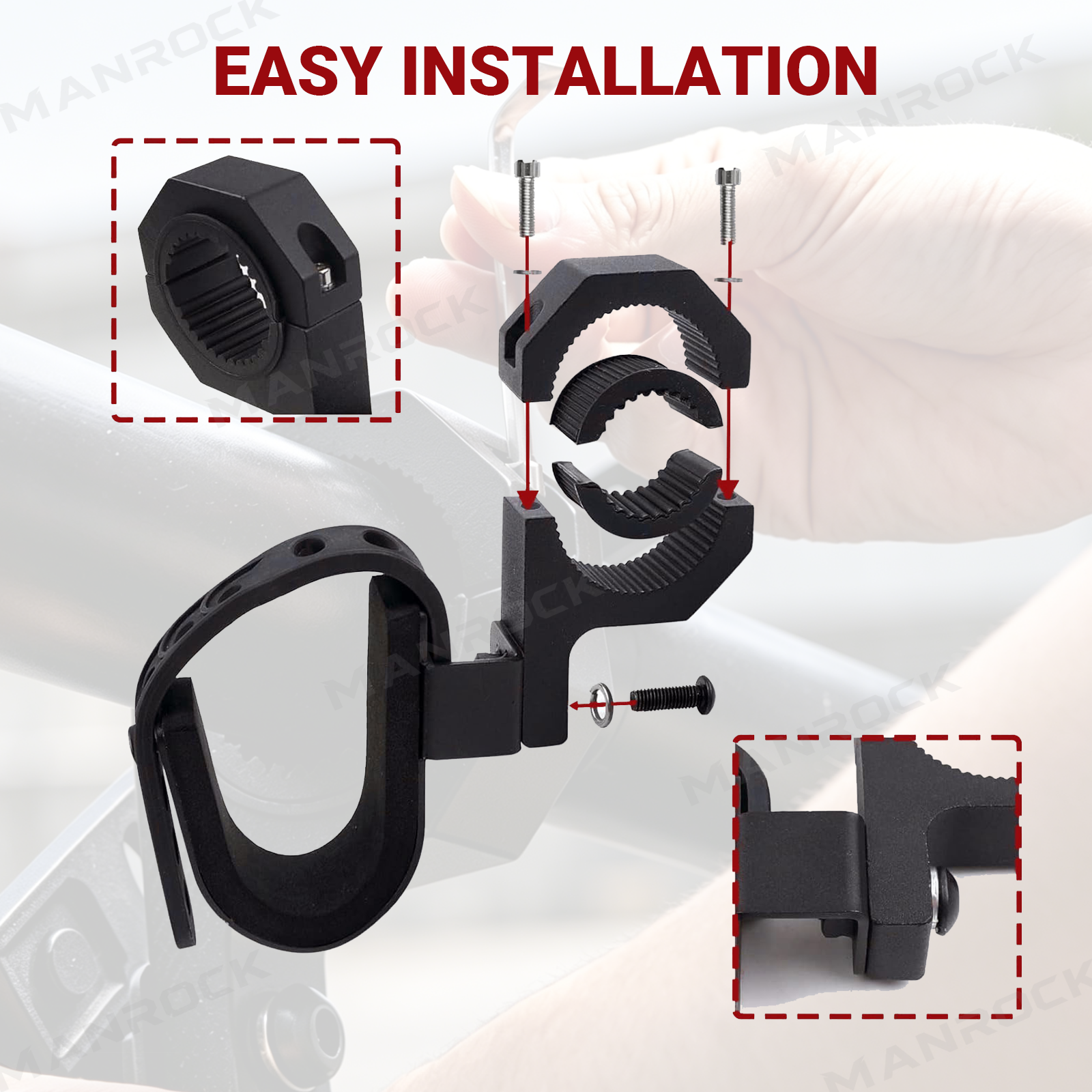 UTV ATV Gun Holder Adjustable Hunting Tool Holder Rack 2PCS Universal for 1.75"- 2" Roll Bars
