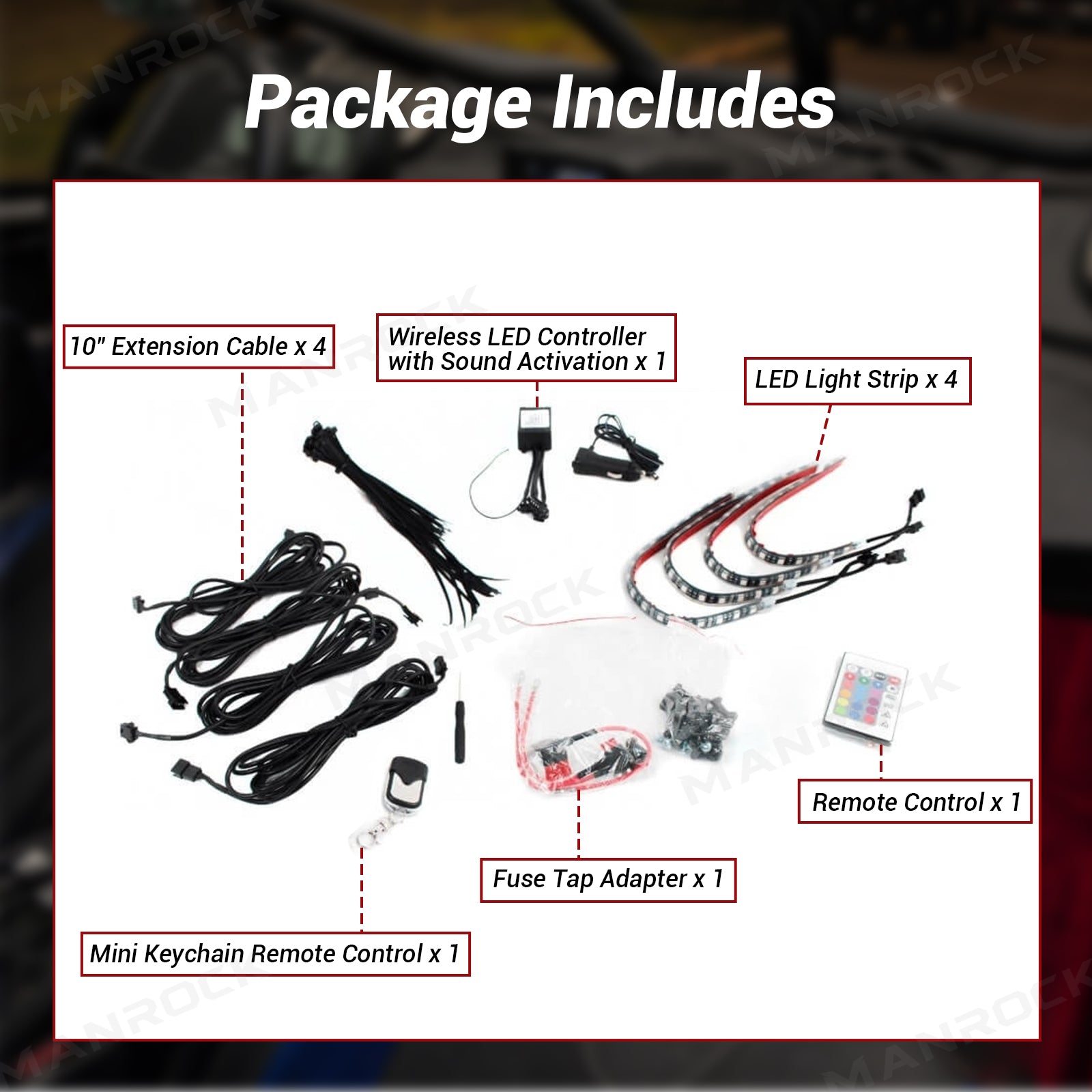 Manrock RGB Interior Light Strips LED Accent Lighting Kit Universal Fit for UTV / ATV