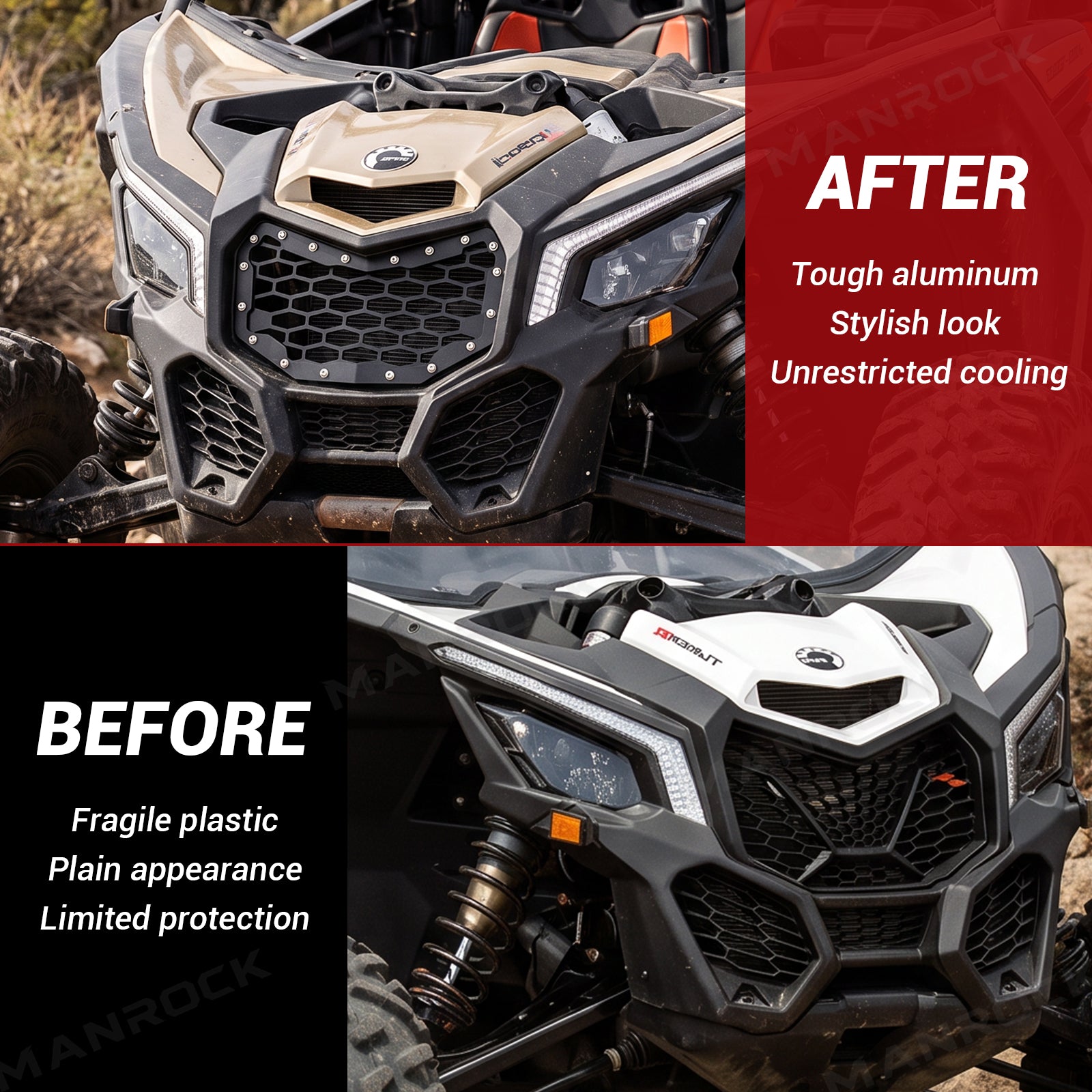 Front Grille Aluminum Radiator Grill Replacement for Can-Am  Maverick X3 / X3 Max