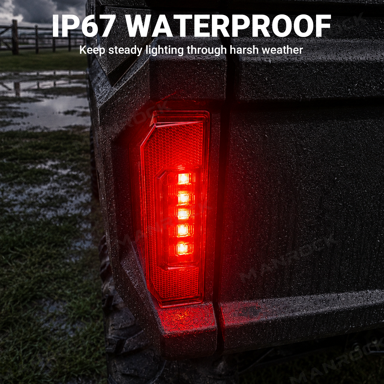 UTV LED Tail Light Assembly Red Taillight Rear Lights 2PCS for Polaris Ranger