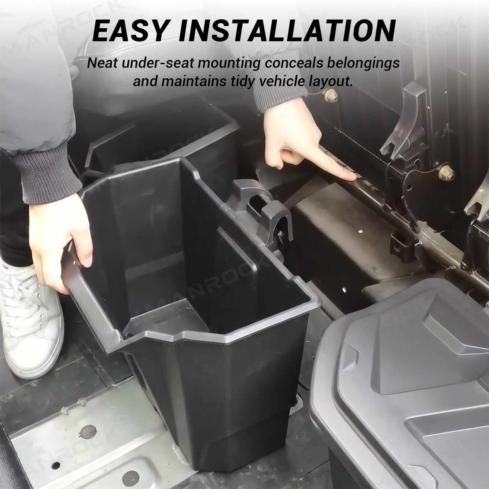 Under Seat Storage Box 4 Gal Driver Seat Organizer for Can-Am Defender