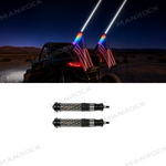 UTV ATV Laser LED Whip Lights RGB Whipless Flag Pole Light with Turn Signals 2PCS Universal Fit for 1.75"- 2" Roll Bars