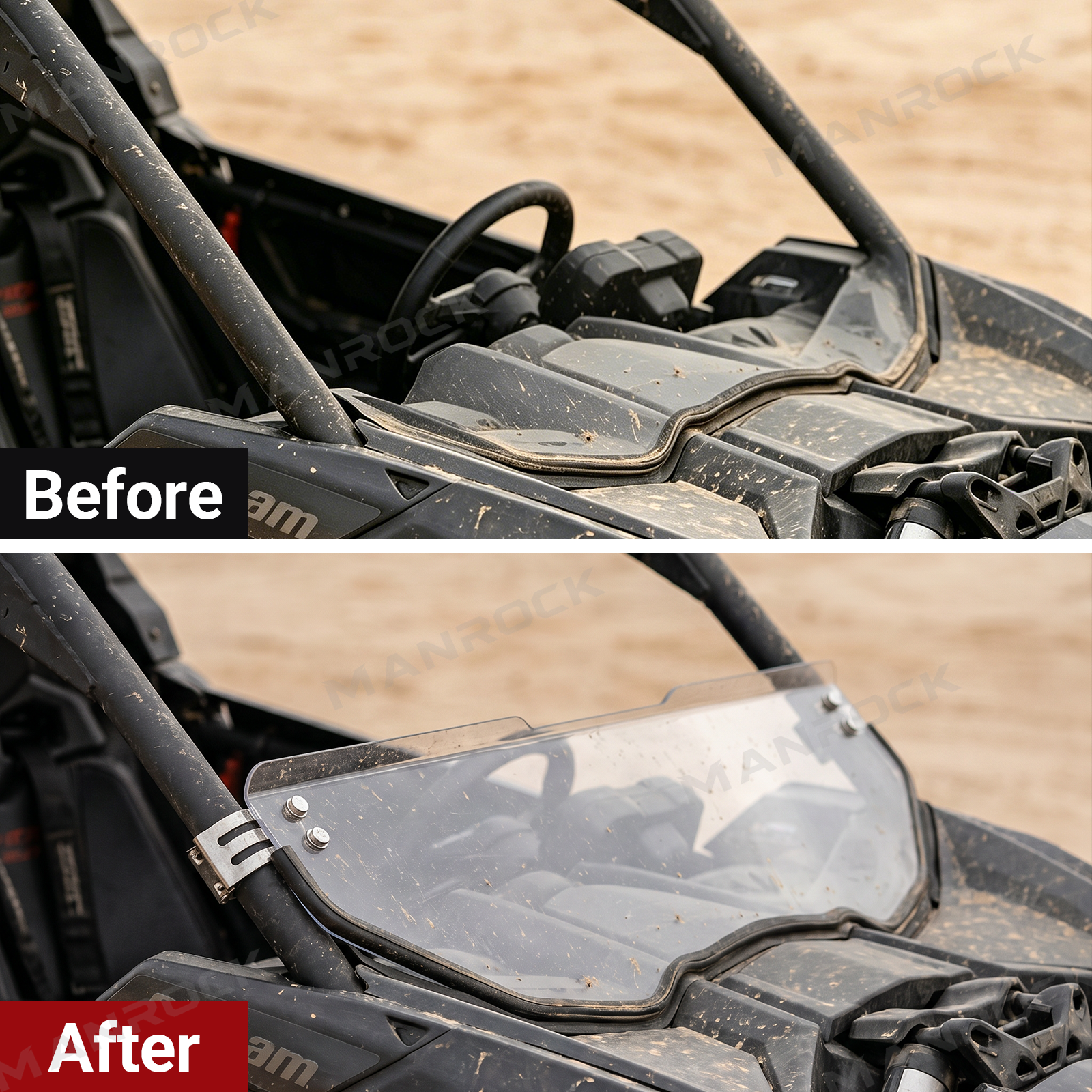 UTV Front Half Windshield Clear Polycarbonate for Can-Am Maverick X3 / X3 Max