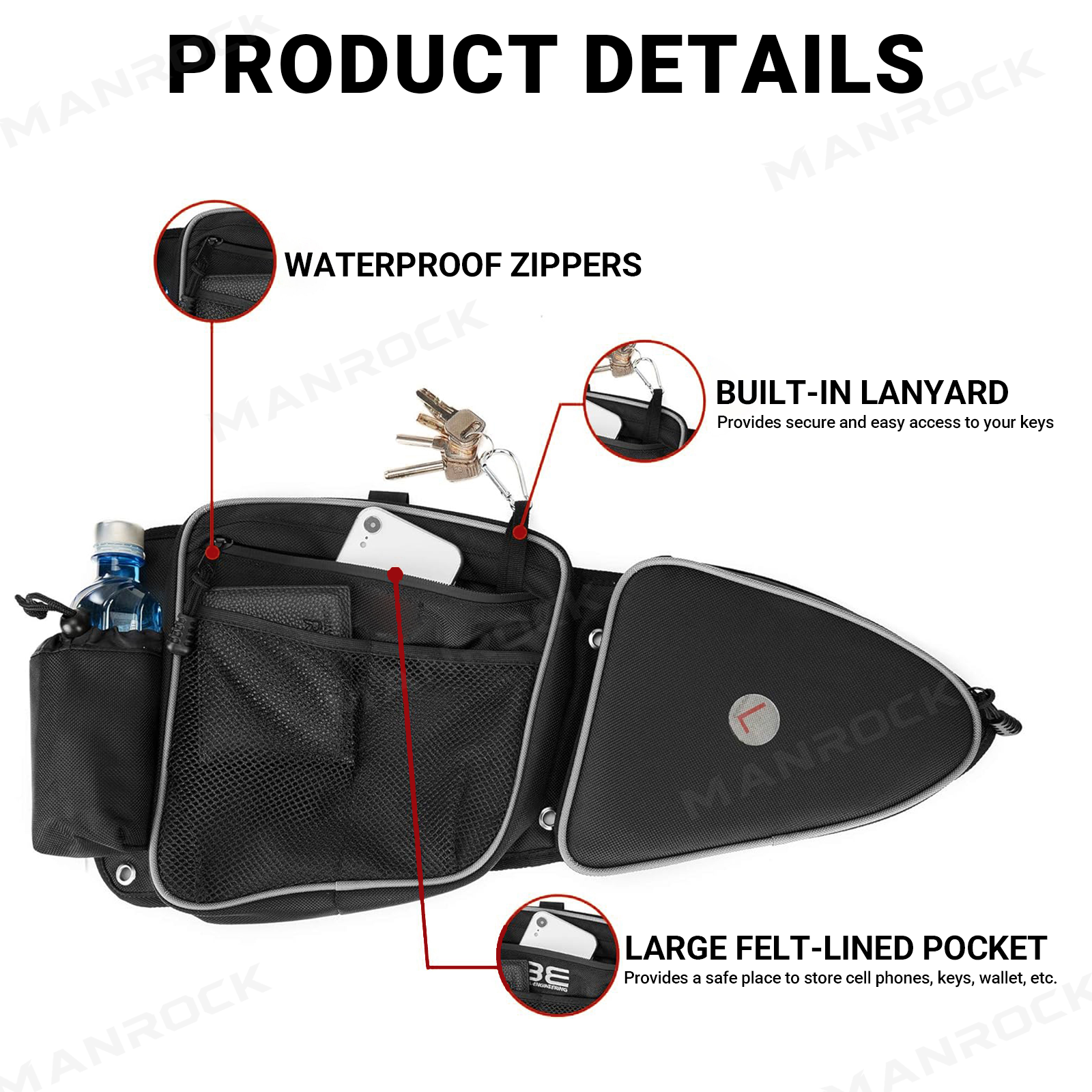 UTV Door Bags Side Storage Bags 2PCS with Knee Pad for Polaris RZR
