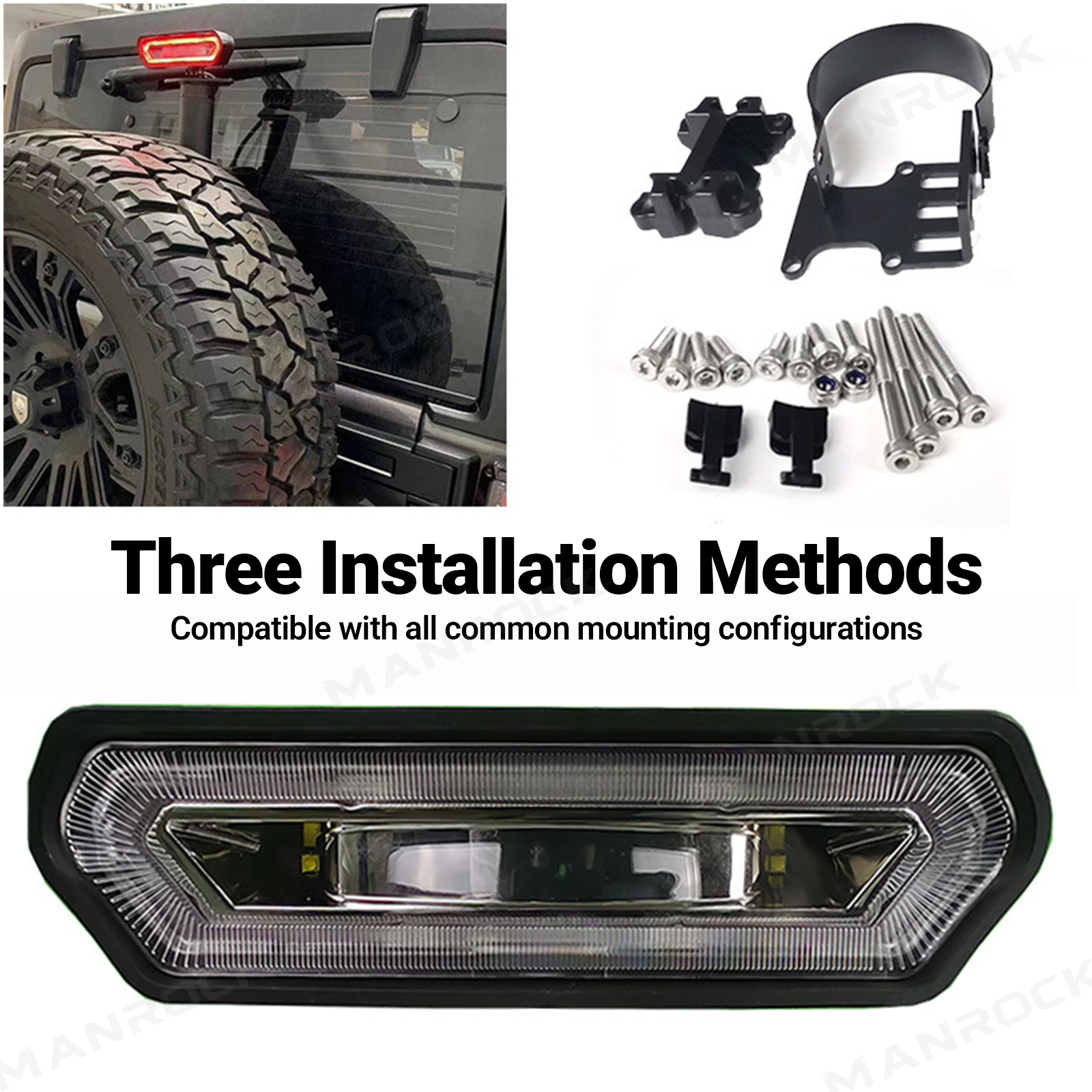 Manrock UTV LED Chase Lights Red Tail Light Bar for 1.75''-2" Roll Bar Universal Fit for Polaris /  Can-Am