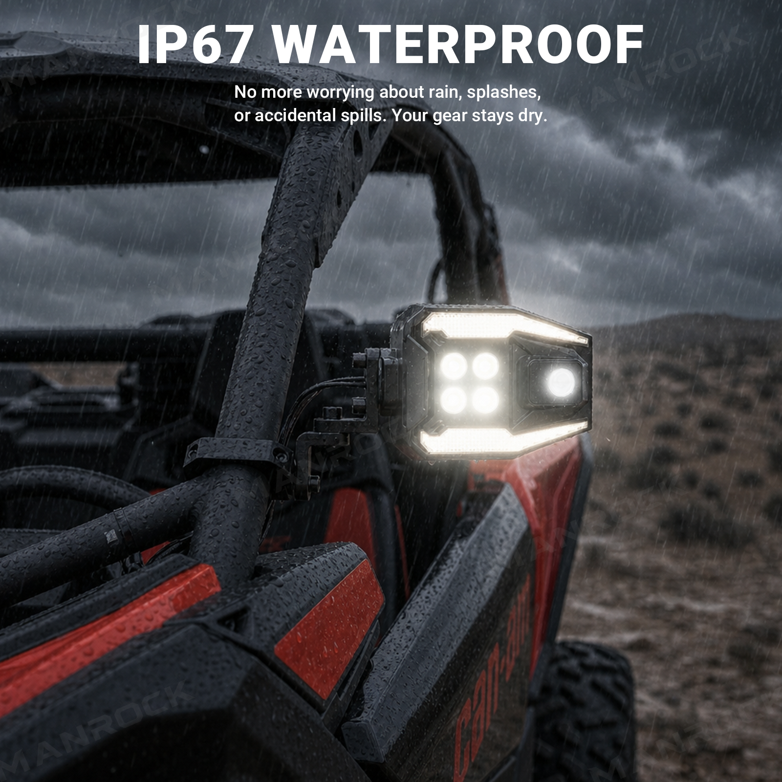 UTV ATV Side View Mirrors with Turn Signal Light + DRL, Universal Fit for 1.75"–2" Roll Bars