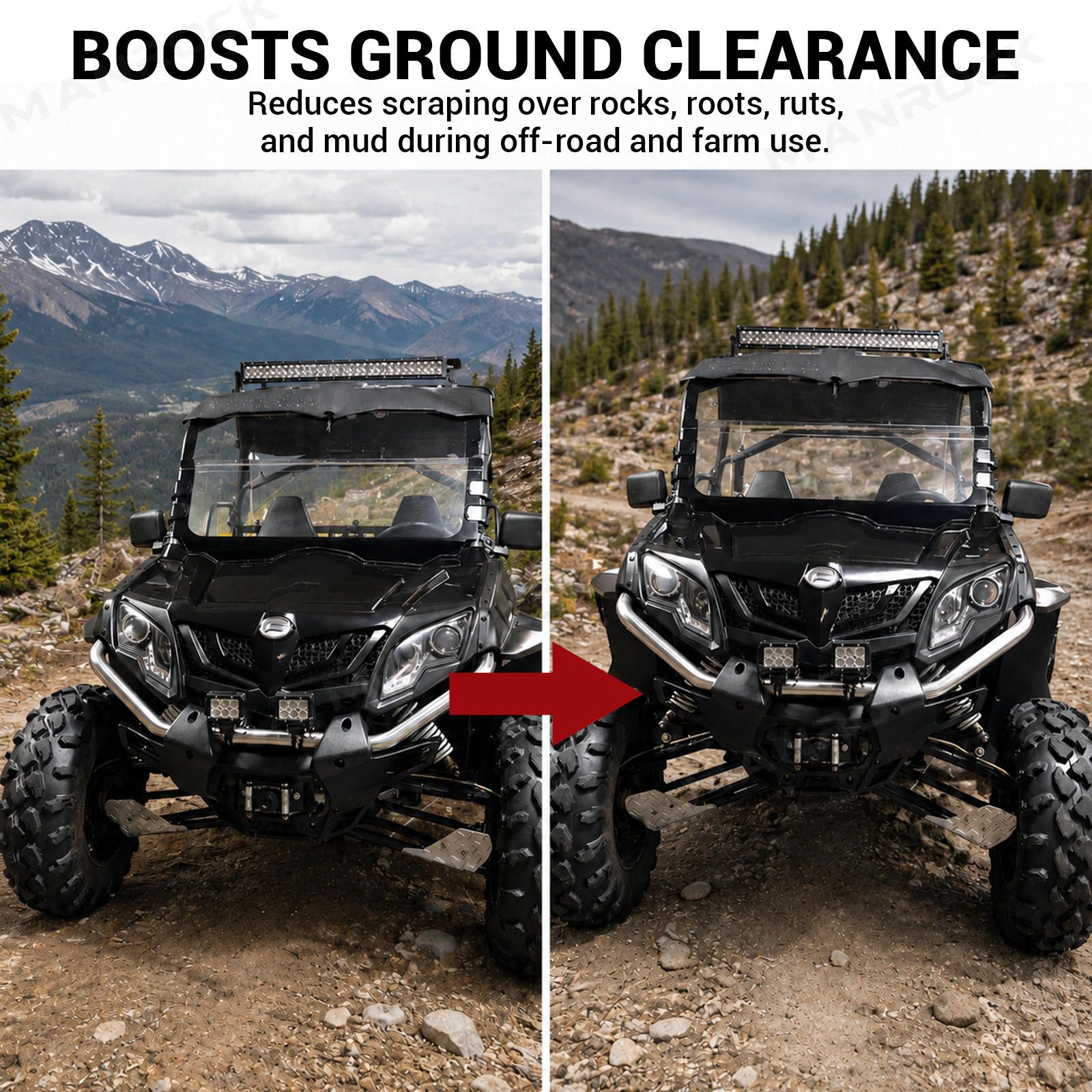 UTV 2 Inch Suspension Lift Kit Shock Relocation Brackets for Polaris RZR