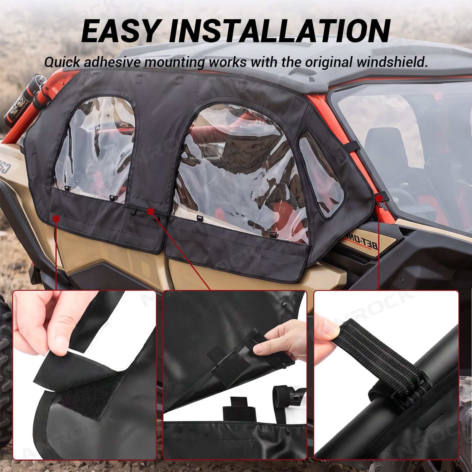 UTV Soft Upper Doors Cab Enclosure Side Windows 2PCS for Can-Am Maverick X3 Max