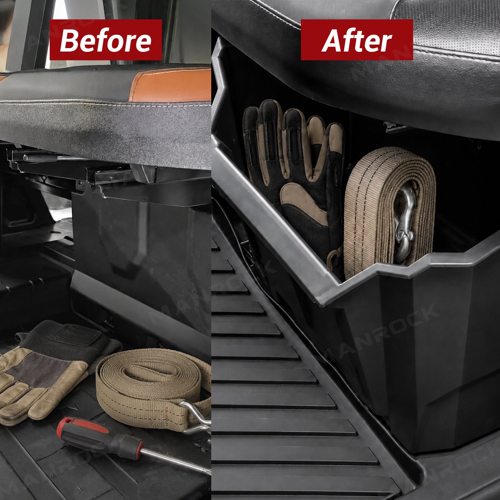 Under Seat Storage Box 4 Gal Driver Seat Organizer for Can-Am Defender