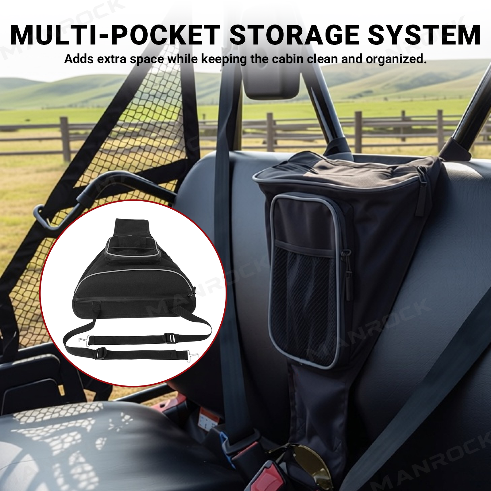UTV Center Seats Storage Bag Organizer for Polaris RZR
