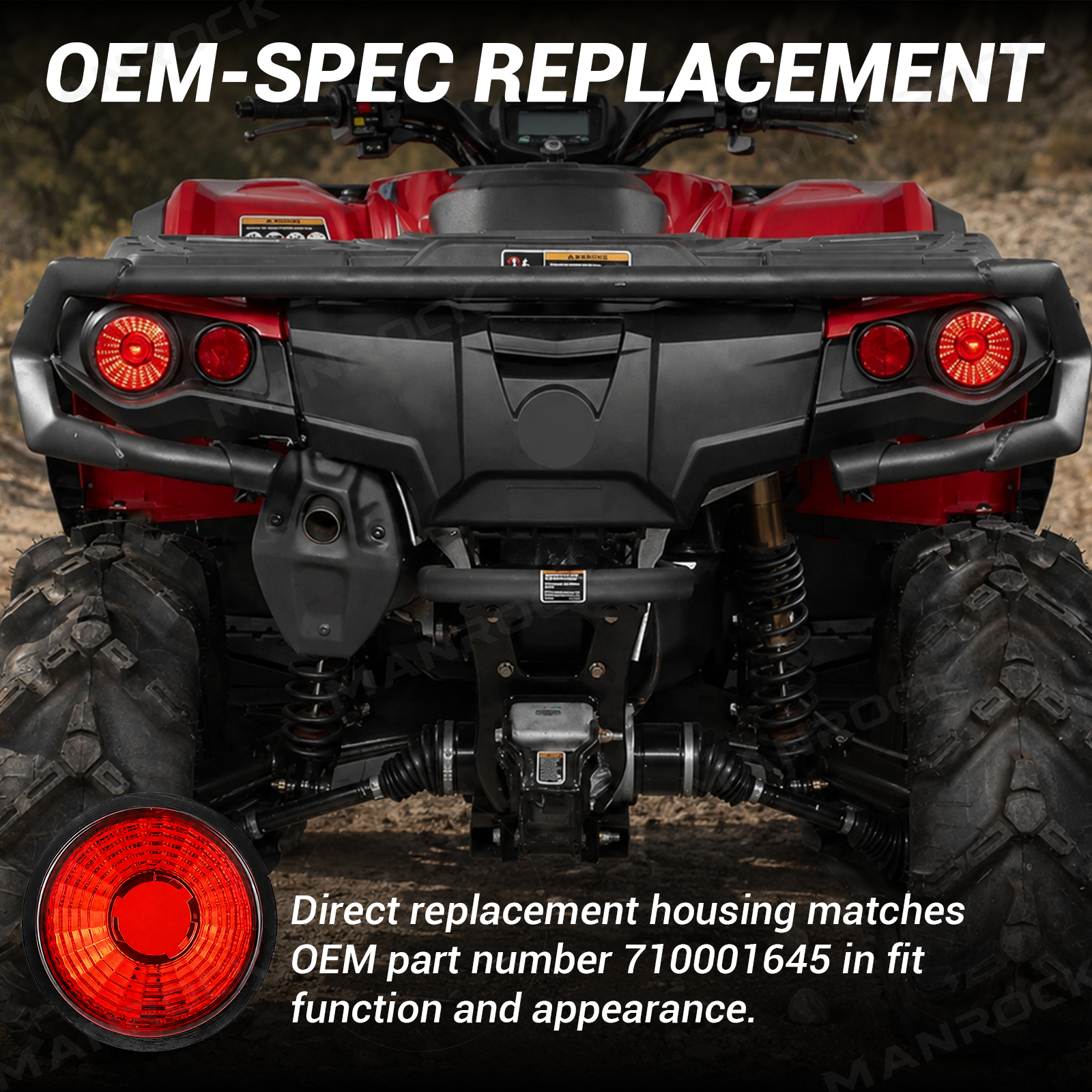 Tail Light Housing Replacement Tail Light Lens Shell for Can-Am  Maverick 1000R / Outlander / Commander / Renegade