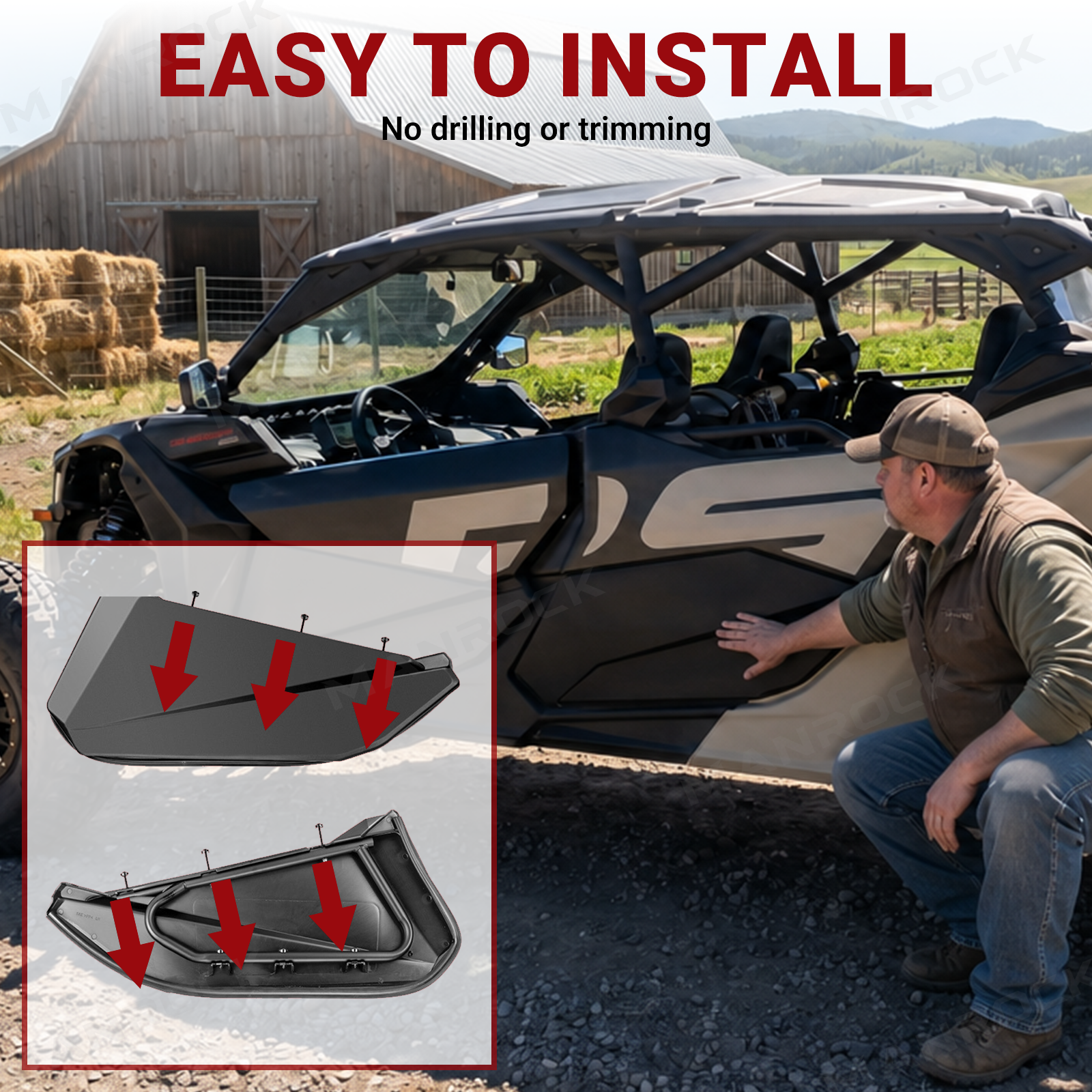 UTV Lower Doors Half Door Panels 4PCS for Can-Am Maverick X3 Max RS DS