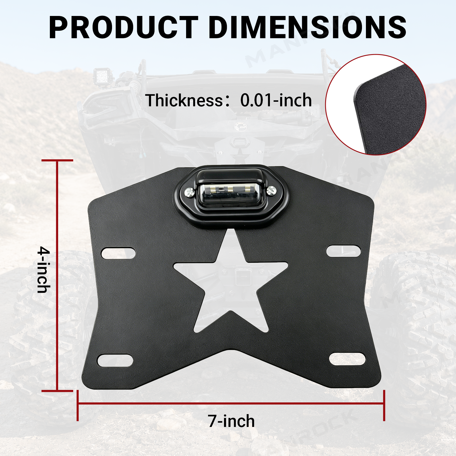 License Plate Frames with Light Rear License Plate Bracket Holder Universal Fit for UTV