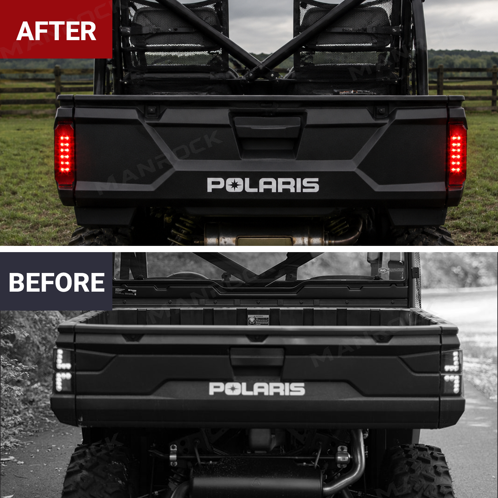 UTV LED Tail Light Assembly Red Taillight Rear Lights 2PCS for Polaris Ranger