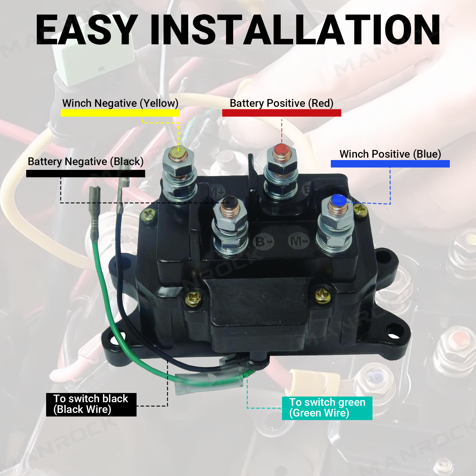 Winch Solenoid Relay Replacement Contactor Universal Fit for UTV / ATV