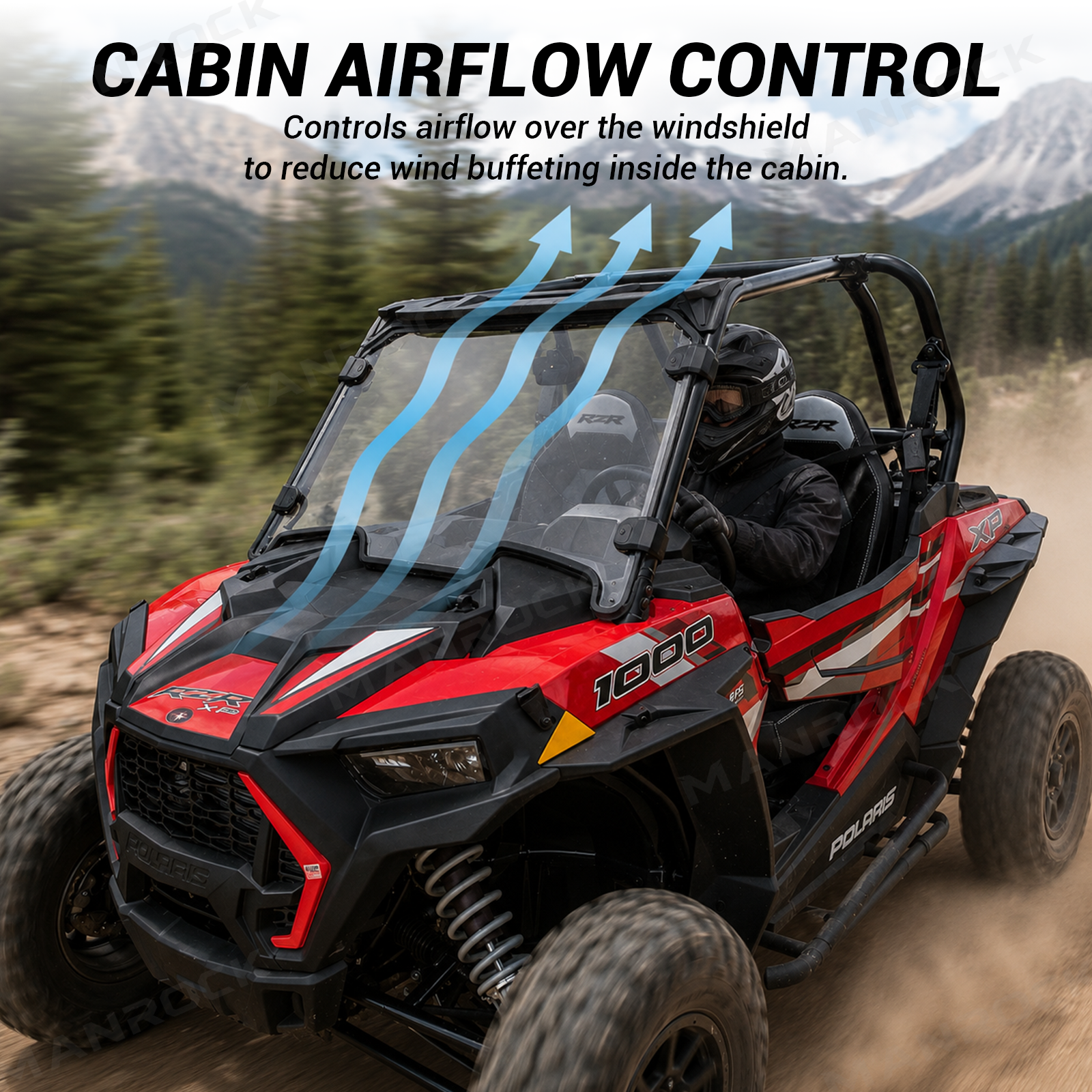 UTV Front Full Windshield Clear Acrylic Wind Deflector for Polaris RZR