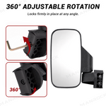 UTV Side Mirrors and Rear View Mirror 3PCS Mirror Kit Universal Fit for 1.75"-2" Roll Bars