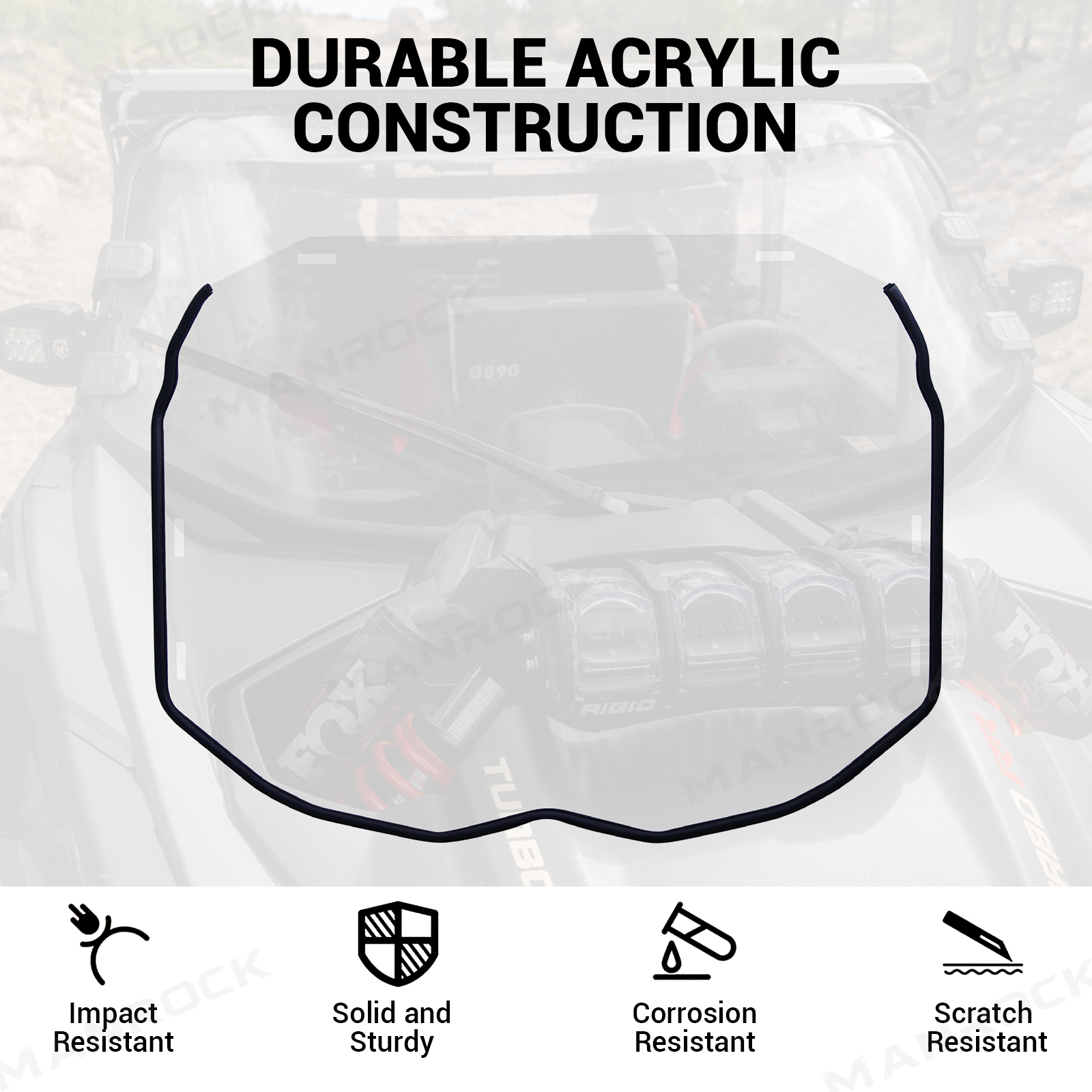 UTV Front Full Windshield Clear Acrylic Wind Deflector for Can-Am Maverick X3 / X3 Max