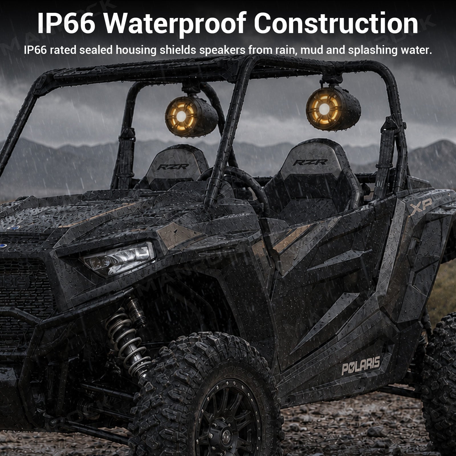 4" Marine Tower Speakers Bluetooth Roll Cage Speakers with RGB Lights 2PCS Universal Fit for UTV / ATV