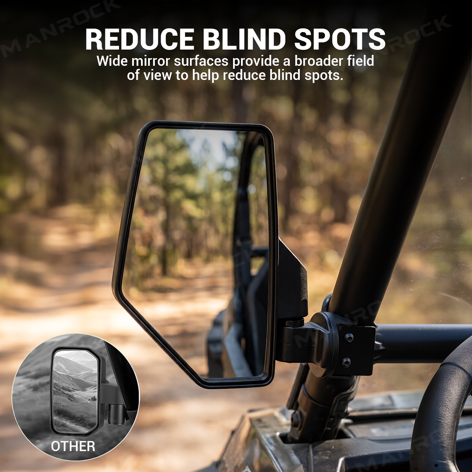 UTV Adjustable Rear Side View Mirrors Folding Side Mirrors For Polaris / Can-Am / CFMOTO