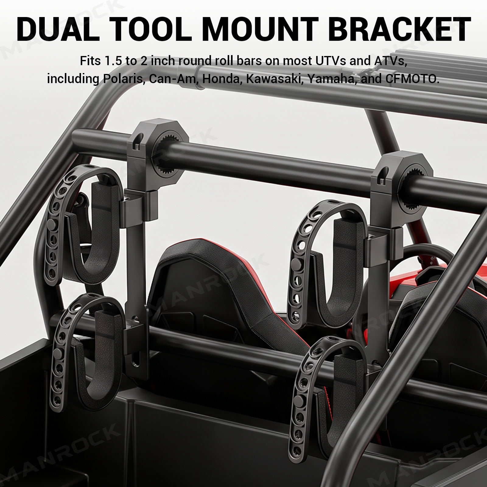 ATV UTV Gun Rack Double-Tier Hunting Tool Holder Mount 2PCS Universal Fit for 1.5"-2" Roll Bars