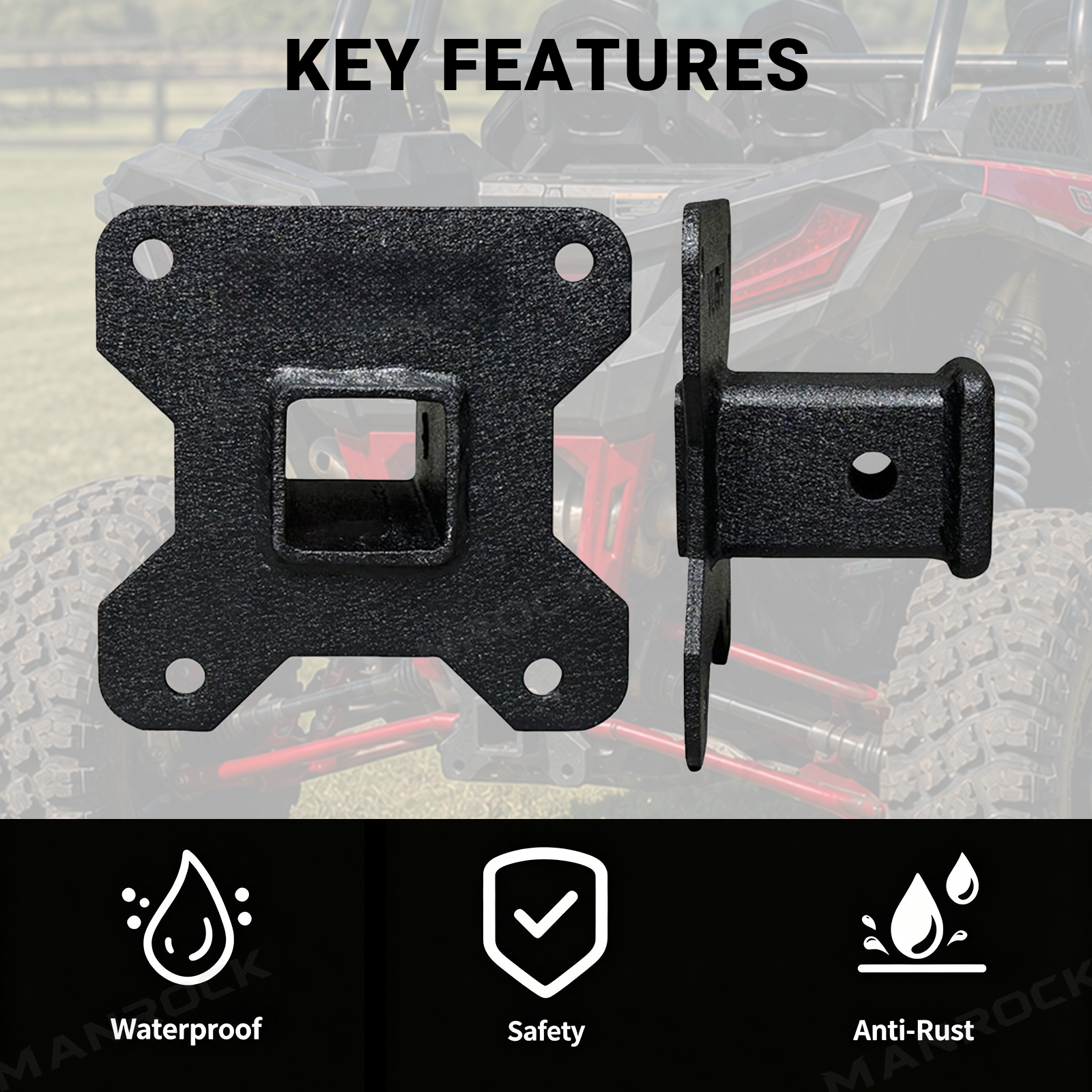 UTV Rear Receiver Hitch 2" Trailer Hitch for Polaris RZR
