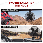 UTV 12V 8" Cooling Fans Adjustable Overhead Fans Universal Fit for 1.57"-2.48" Roll Bars