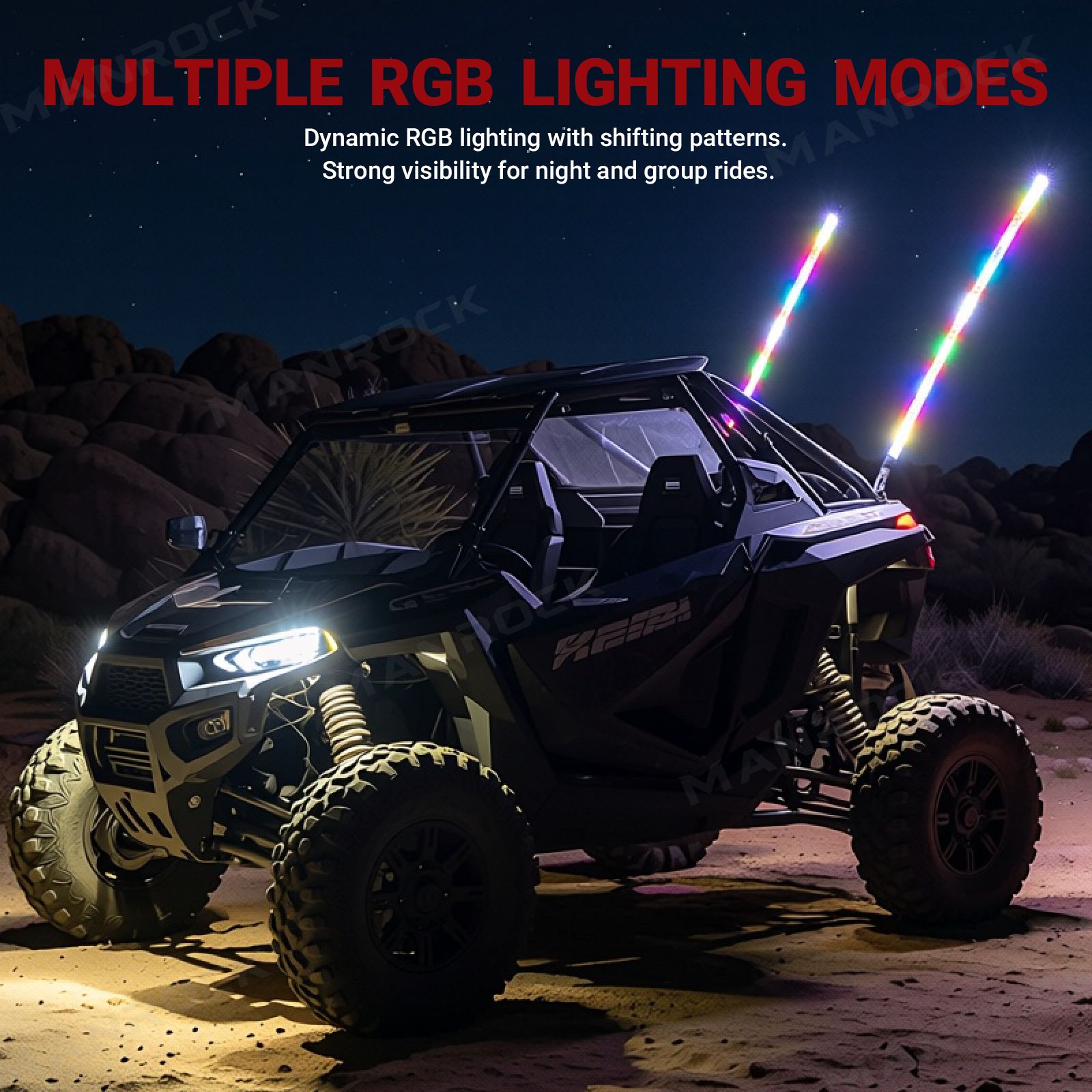 UTV / ATV Whip Lights RGB LED Flag Pole Light Universal Fit for Polaris / Can-Am