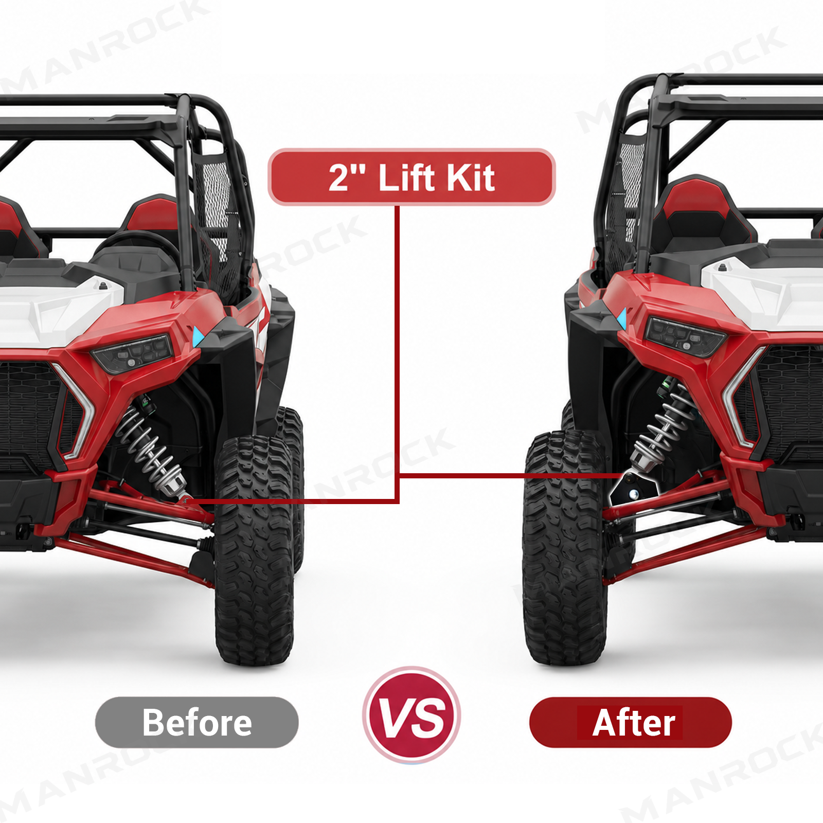 UTV 2 Inch Suspension Lift Kit Shock Relocation Brackets for Polaris RZR