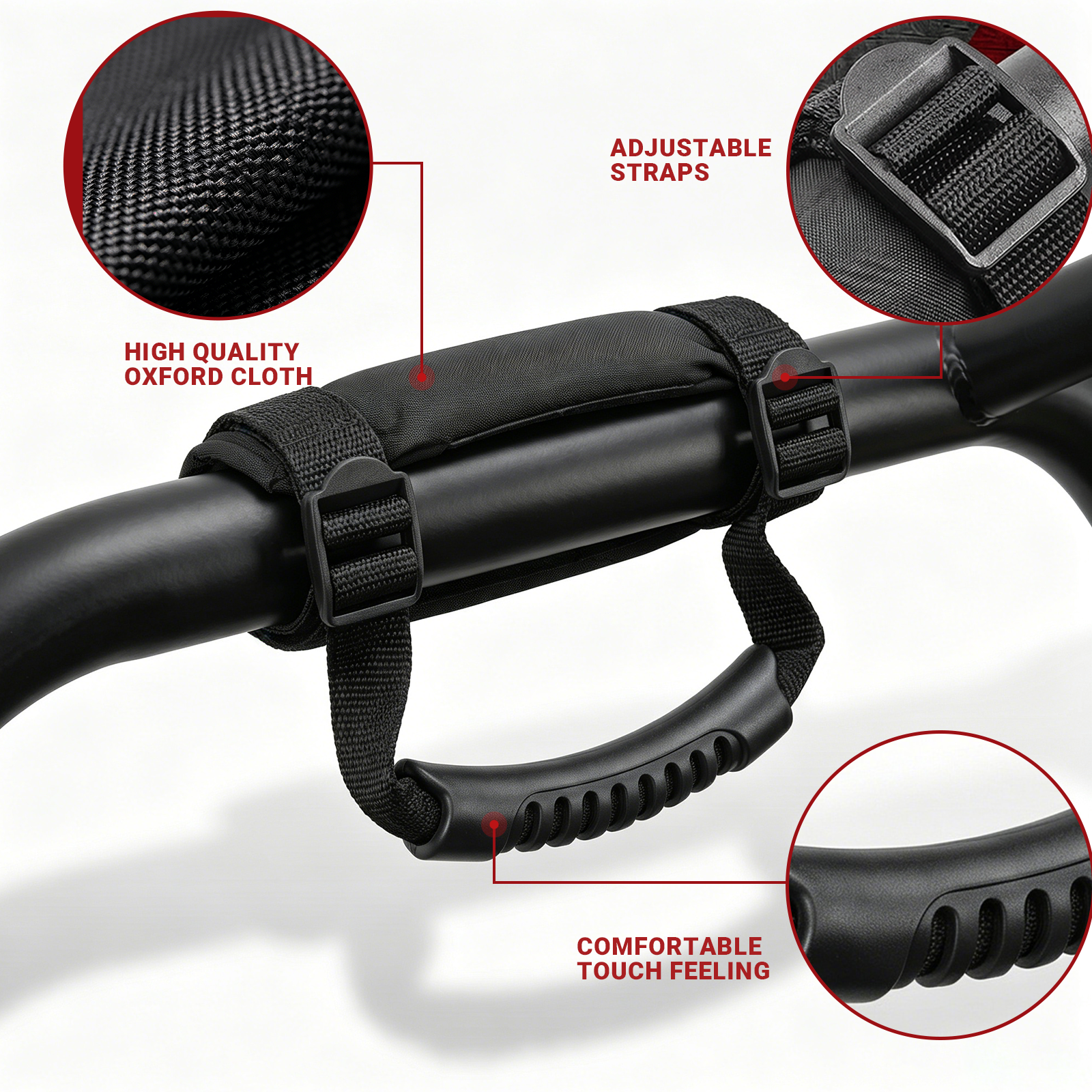 Roll Bar Grab Handles for Polaris/ Can-Am/ UTV, Universal Fit for 1.5"–1.75" Roll Bars