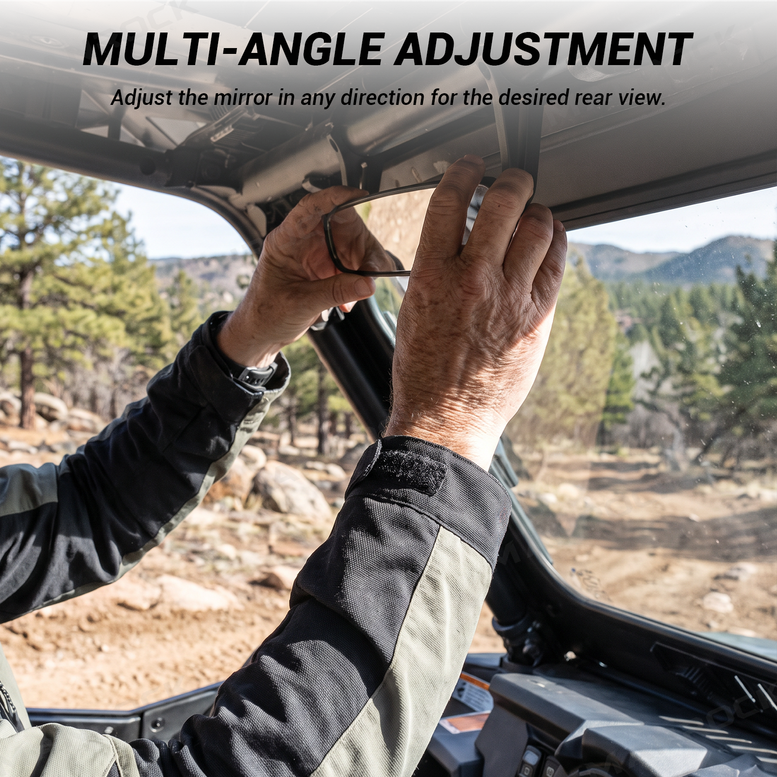 UTV Rear View Mirror Center Mirror for 1.5"-2" Roll Cage Universal Fit for Polaris / Can-Am  / Honda / Kawasaki / CFMOTO