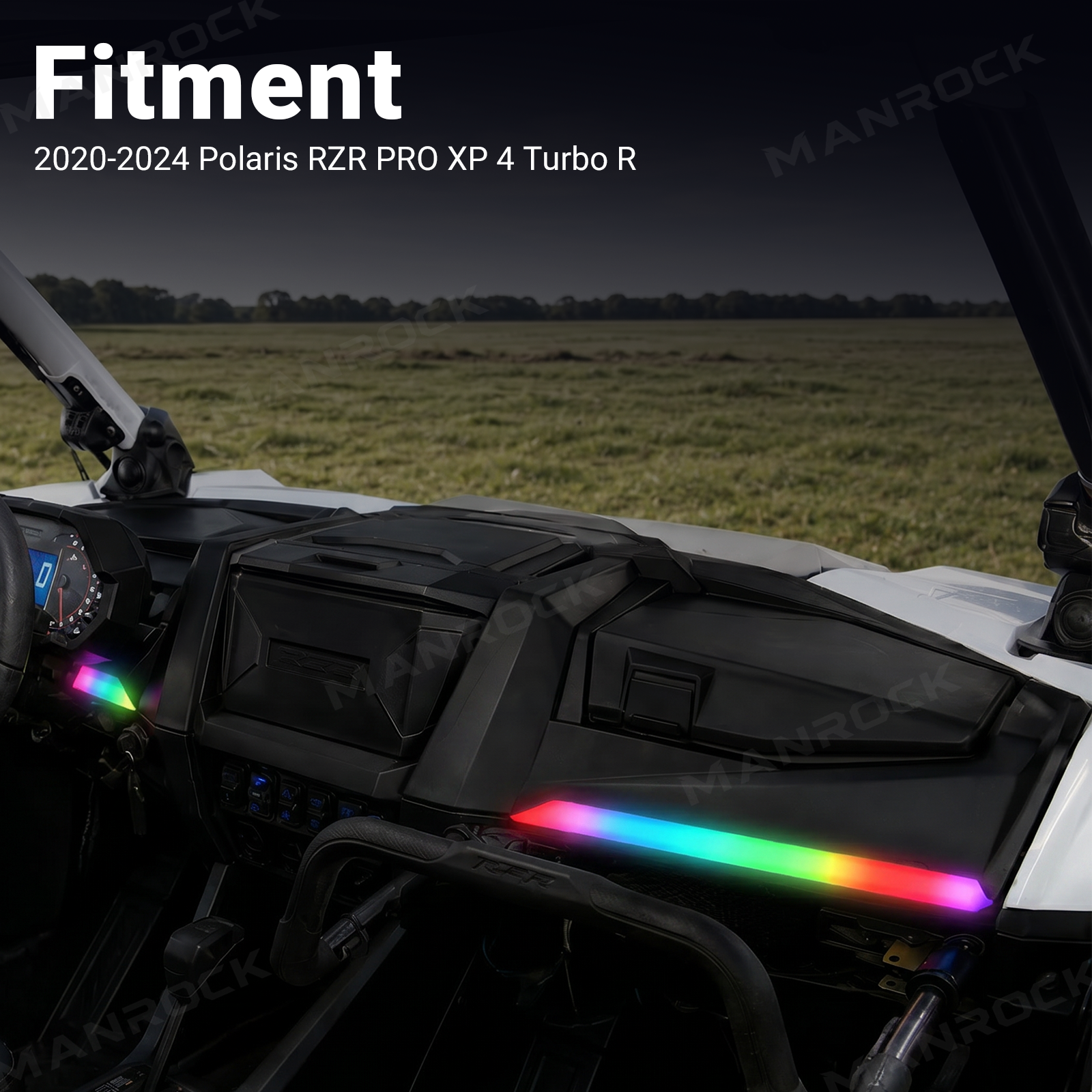 UTV 15" Dash Lights RGB Chasing Dashboard Light Bar Fit for Polaris RZR