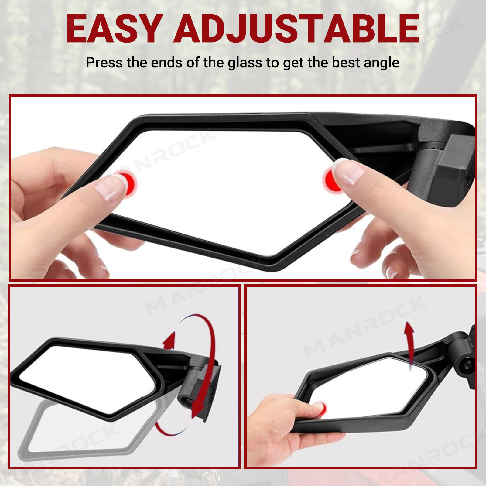 UTV Side Mirrors Folding Adjustable Side View Mirrors with Blind Spot Mirrors 2PCS for Can-Am Maverick X3 / X3 Max