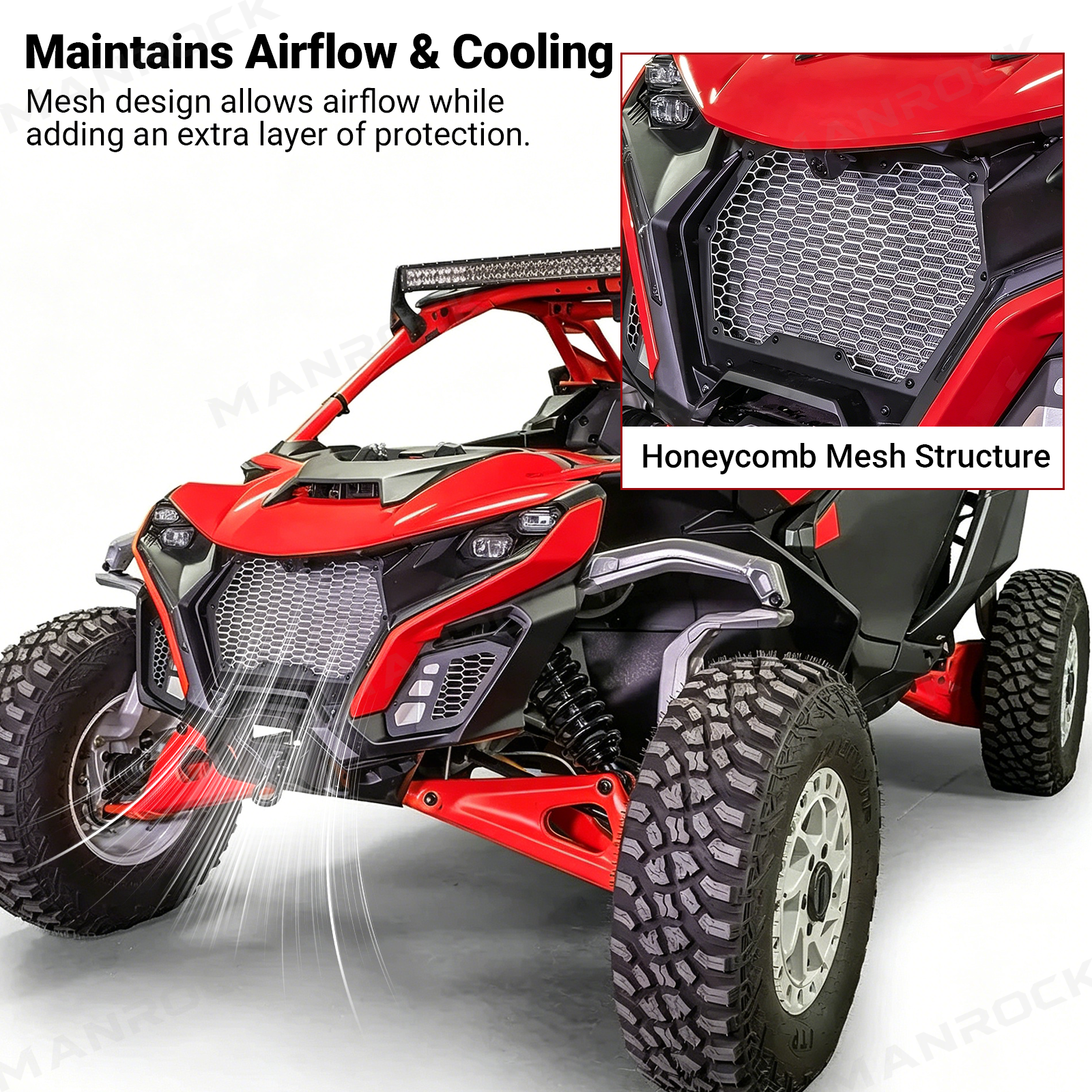 UTV Front Grille Aluminum Mesh Grille Protector Kit for Can-Am Maverick R