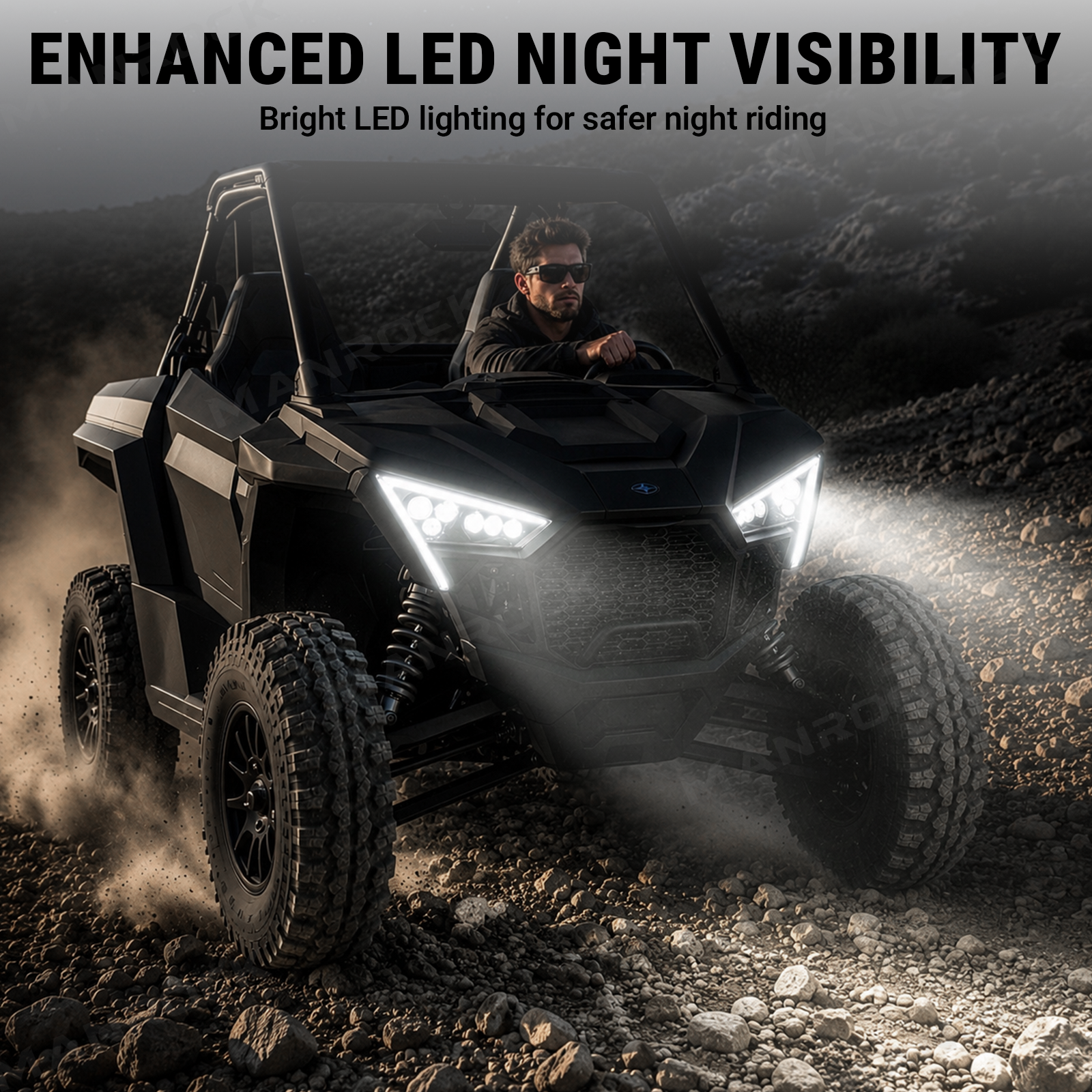 UTV LED Headlights Assembly With White Amber Headlamp for Polaris RZR